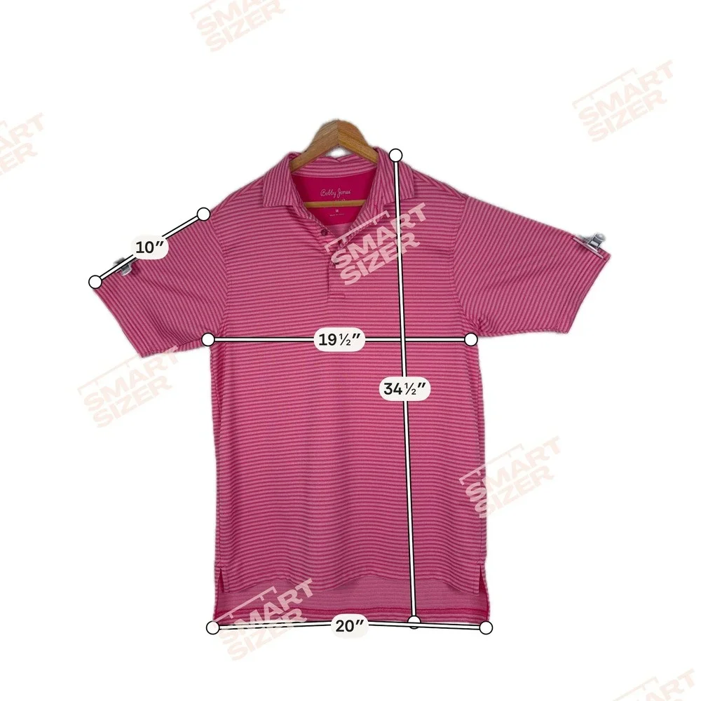 Bobby Jones Polo Shirt Mens Medium Pink Striped Short Sleeve Golf Performance